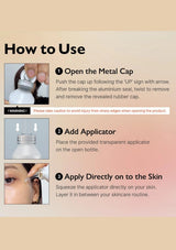 Instructions on how to use a skincare product with text and images.