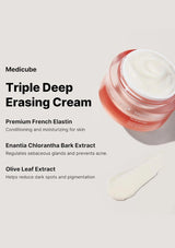 Medicube Triple Deep Erasing Cream with product details on a white background