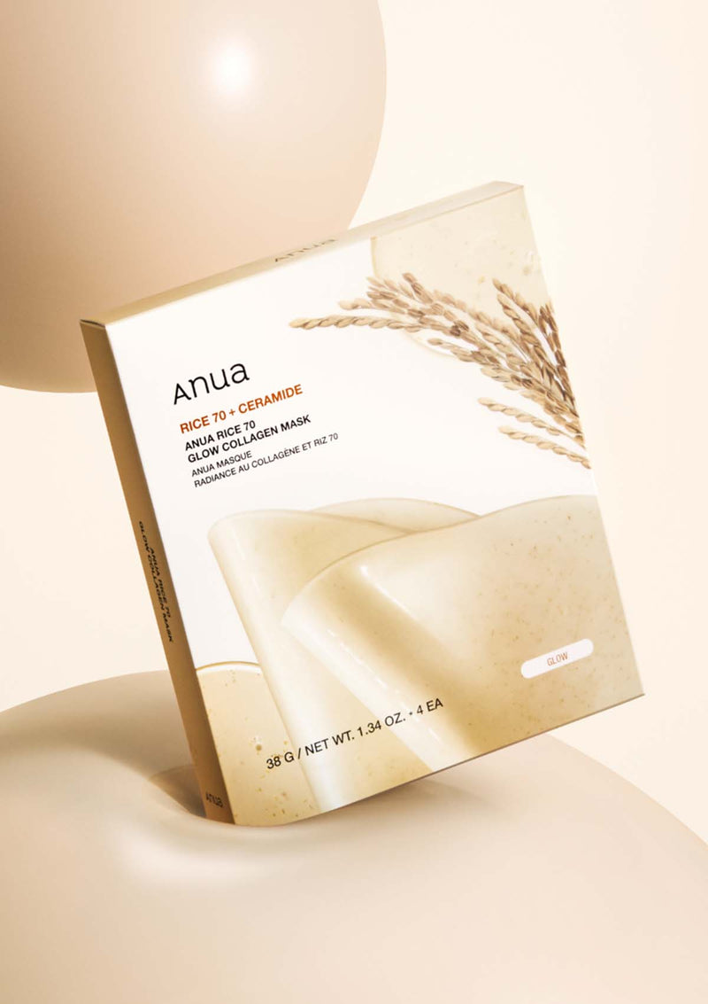 [ANUA] Rice 70 Glow Collagen Mask (1 Box = 38g x 4 Sheets)