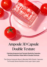 Flanner ampoule 3D capsule with tomatoes on a pink background