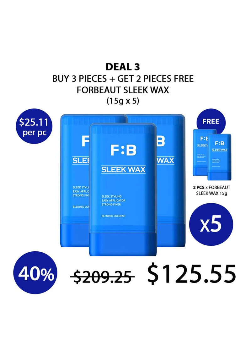 Promotional graphic for Forbeaut Sleek Wax with pricing and deal information.