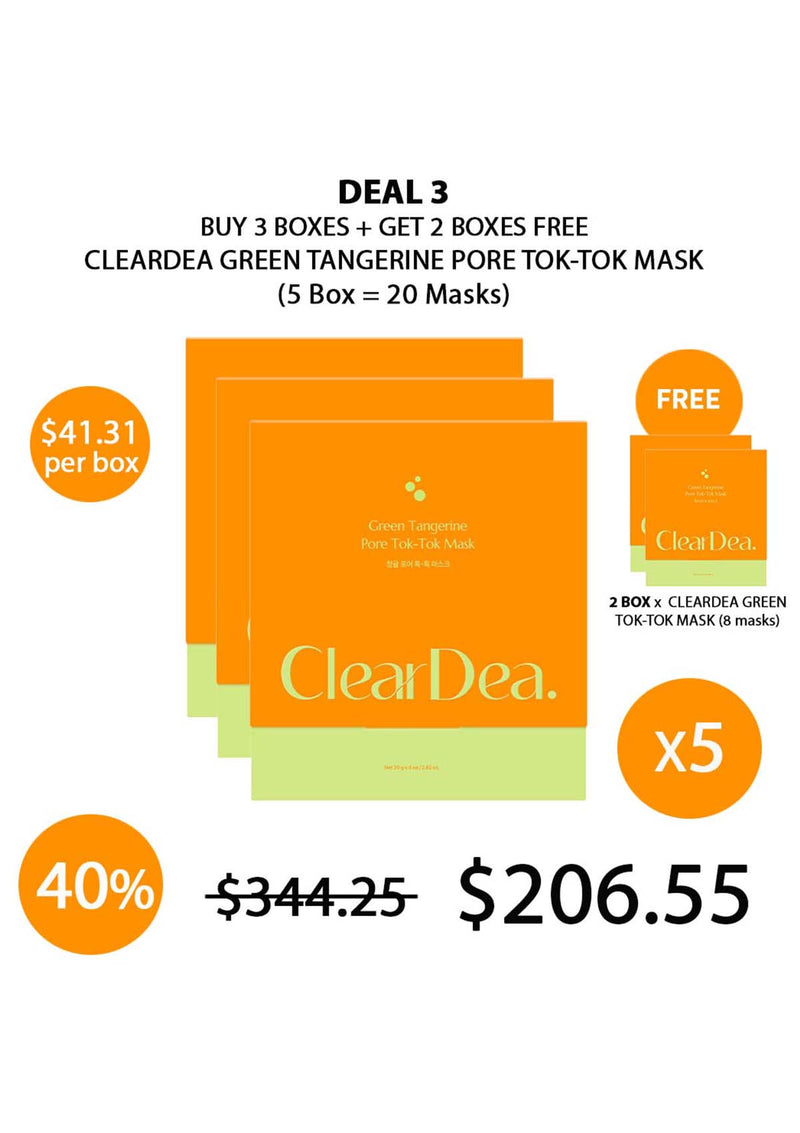 [CLEARDEA] Green Tangerine Pore Tok-Tok Mask (1 Box = 20g x 4 Masks)