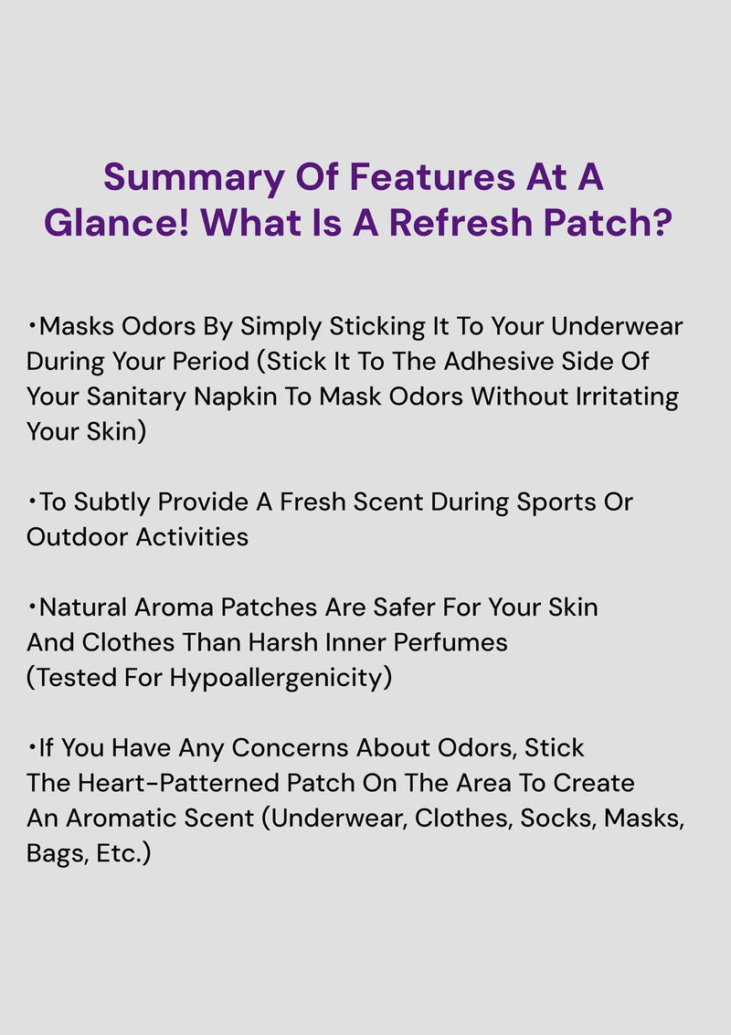 Text summary of features of a refresh patch on a white background