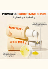 Seoul 1988 brightening serum with text on a beige background