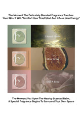 Promotional image for a fragrance with product names and imagery.