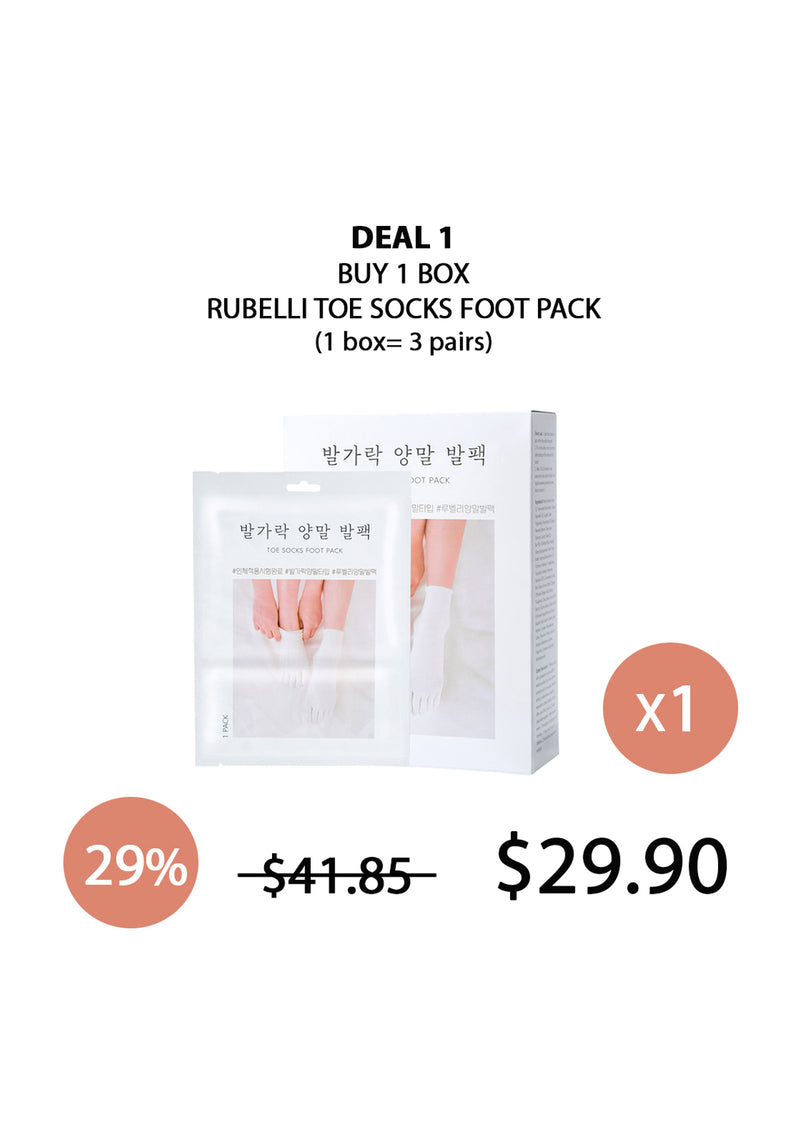[RUBELLI] Toe Socks Foot Pack (1 Box = 3 Pairs)