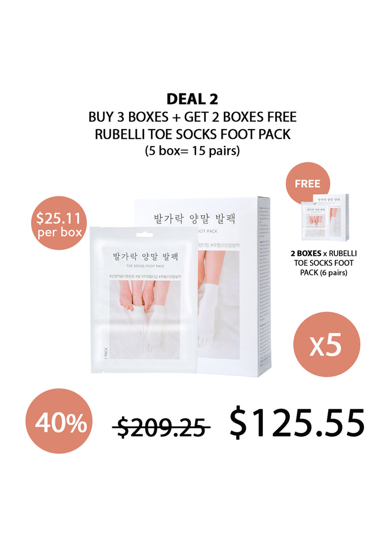 [RUBELLI] Toe Socks Foot Pack (1 Box = 3 Pairs)
