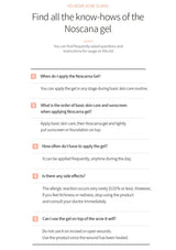 FAQ list about Noscana gel on a white background