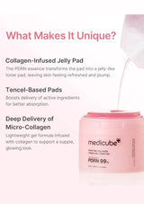Pink jelly pad with text explaining its unique features on a white background