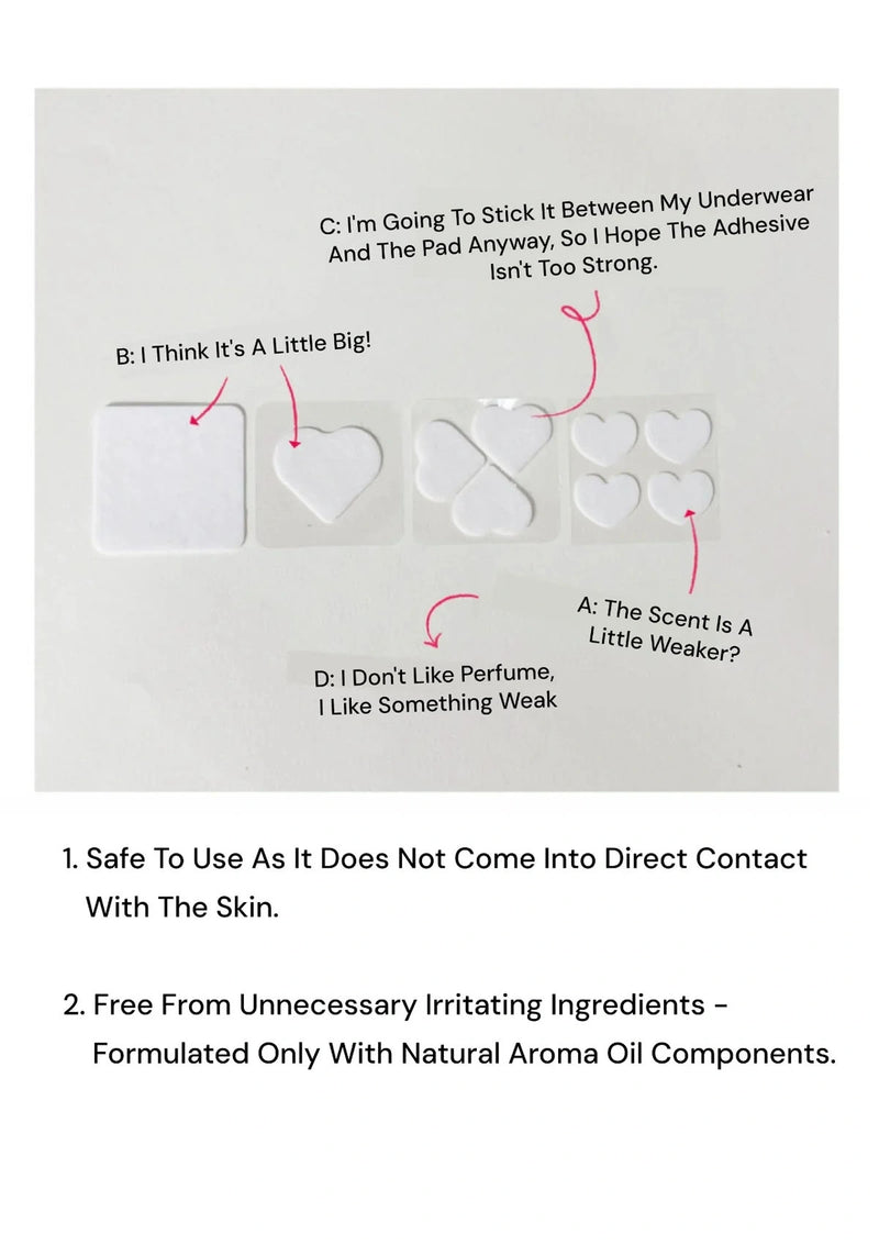 Product packaging with heart-shaped adhesive patches and text on a white background