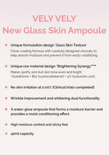 Product description of VELY VELY New Glass Skin Ampoule on a light pink background