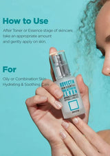 Rovectin serum bottle held by a hand with text on a teal background