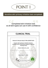 Clinical trial certificate for a skin irritation test on a white background