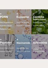 Collage of skincare ingredients with text on a gray background