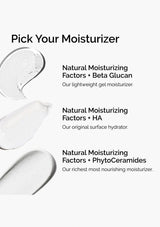 Advertisement for a moisturizer with text and product swatches on a white background