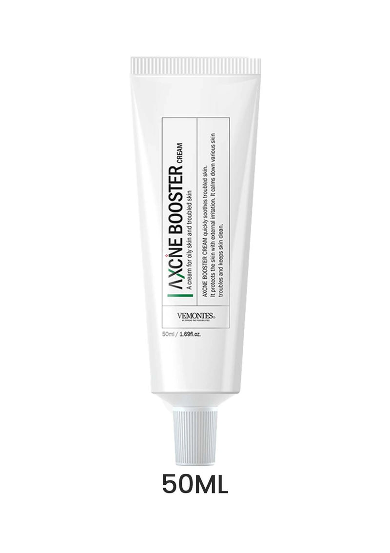Acne Booster cream tube on a white background