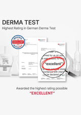 Derma test results with 'excellent' rating on a white background