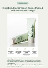 Two tubes of herssteller skincare product on a light gray background with text about ingredients and benefits.