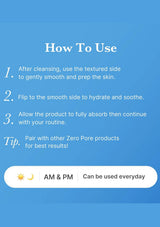 Instructions on how to use a skincare product with a blue background