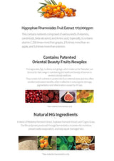 Product packaging with text and images of fruits and vegetables on a white background