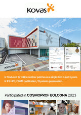 Kovas building with company logo and certification information on a white background