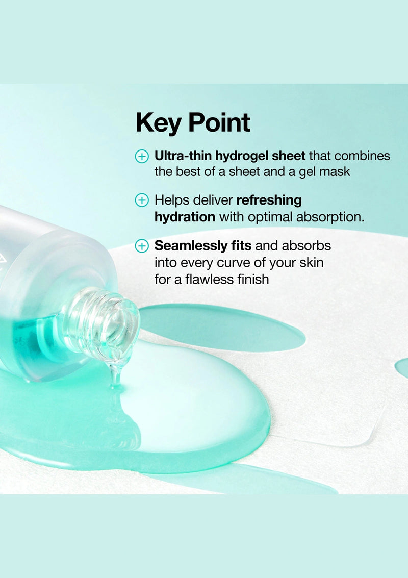 Ultra-thin hydrogel sheet with text on a light blue background