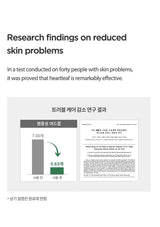 Research findings on reduced skin problems with a graph and text on a white background
