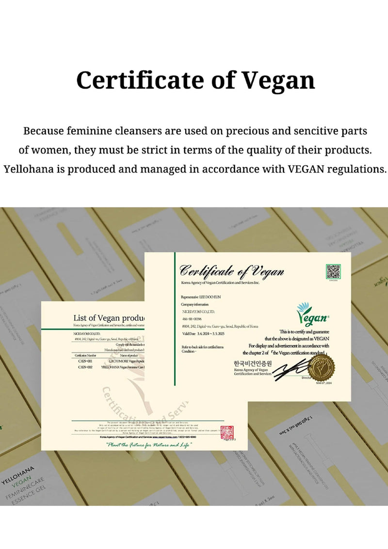 Certificate of Vegan with Yellosana branding on a white background