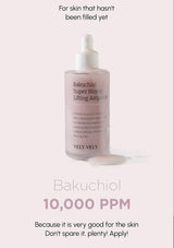 Bottle of Vely Vely Bakuchiol Super Biome Lifting Ampoule on a light gray background