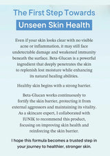 Text about beta-glucan and its benefits for skin health on a light blue background