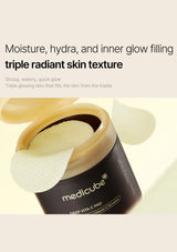 Medicube Deep Vita C Pad with text about skin texture on a light background