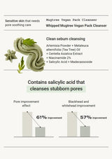 Product description of Mugtree Vegan Pack Cleanser with botanical elements and cleansing benefits.
