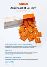 Orange packets of Fitany product with packaging on a white background