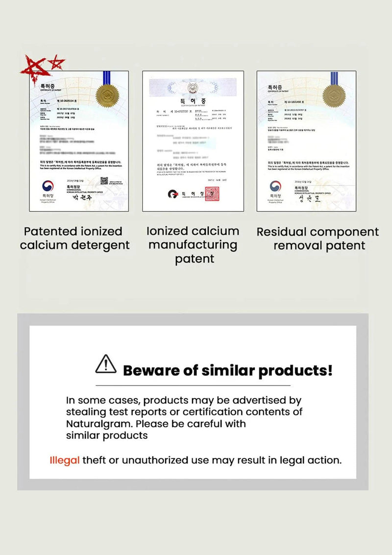 Patent information and warning label on a white background