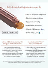 Product packaging with text detailing ingredients and benefits on a white background