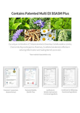 Product packaging with botanical images and certification frames on a white background