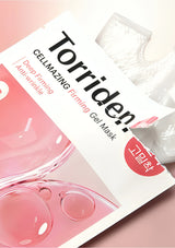 Torriiden gel mask packaging with pink gel pads on a light pink background