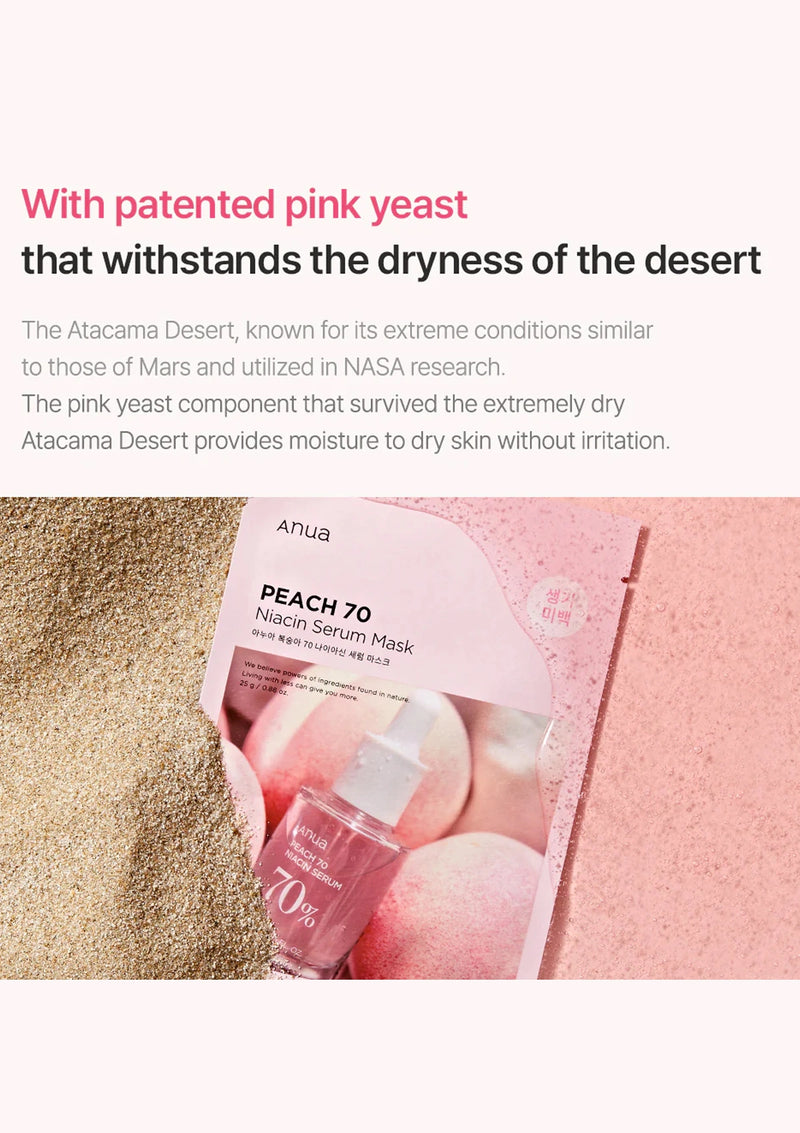 Anhu Peach 70 Nail Serum Mask packaging with text about patented pink yeast on a white background.