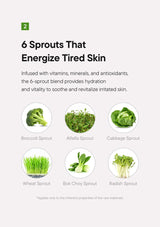 Promotional graphic about sprouts for skin health with images of various sprouts.