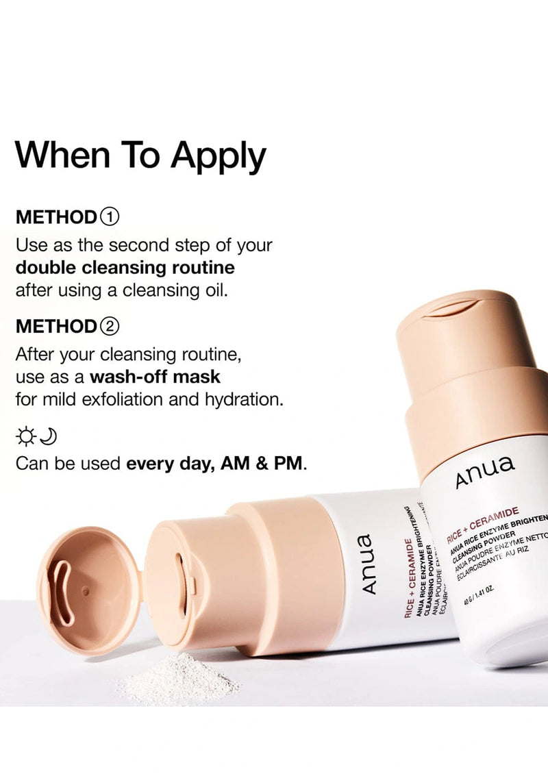 ANUA Rice Enzyme Brightening Cleansing Powder for Brighter anf =d Glowing skinwhen to apply