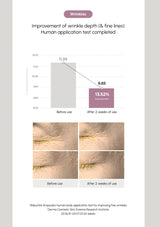 Graph and before/after images showing wrinkle improvement with a product.
