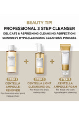 Three skincare products with step-by-step instructions on a white background