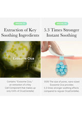 Exosome Cica product with text on extraction and soothing effects.