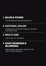 List of features on a black background