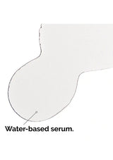 Illustration of a droplet labeled 'Water-based serum' on a white background