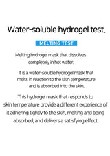 Text description of a water-soluble hydrogel test with a melting test label on a white background.