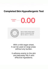 Completed skin hypoallergenic test result with a mild vegan sheet on a white background