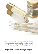Cosmetic bottles with text about skin care solutions on a white background