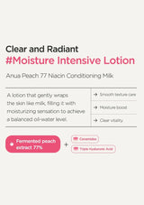 ANUA PEACH NIACIN CONDITIONING MILK  MOISTURE INTENSE LOTION