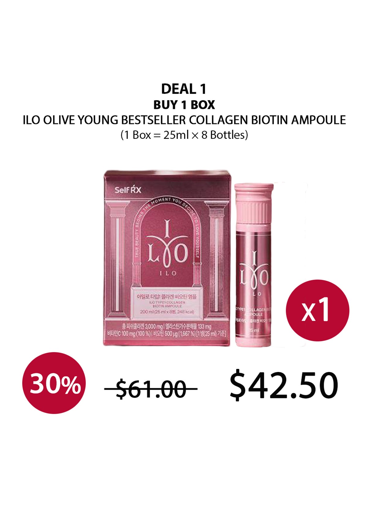 ILO] Olive Young Bestseller Collagen Biotin Ampoule (1 Box = 25ml × 8 –  COCOMO